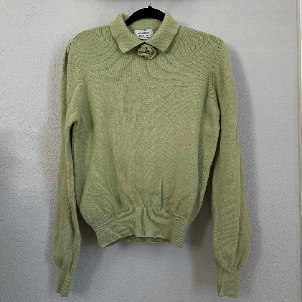 United Colors Of Benetton Italy Vintage Collar Wool / Angora Sweater Sz L